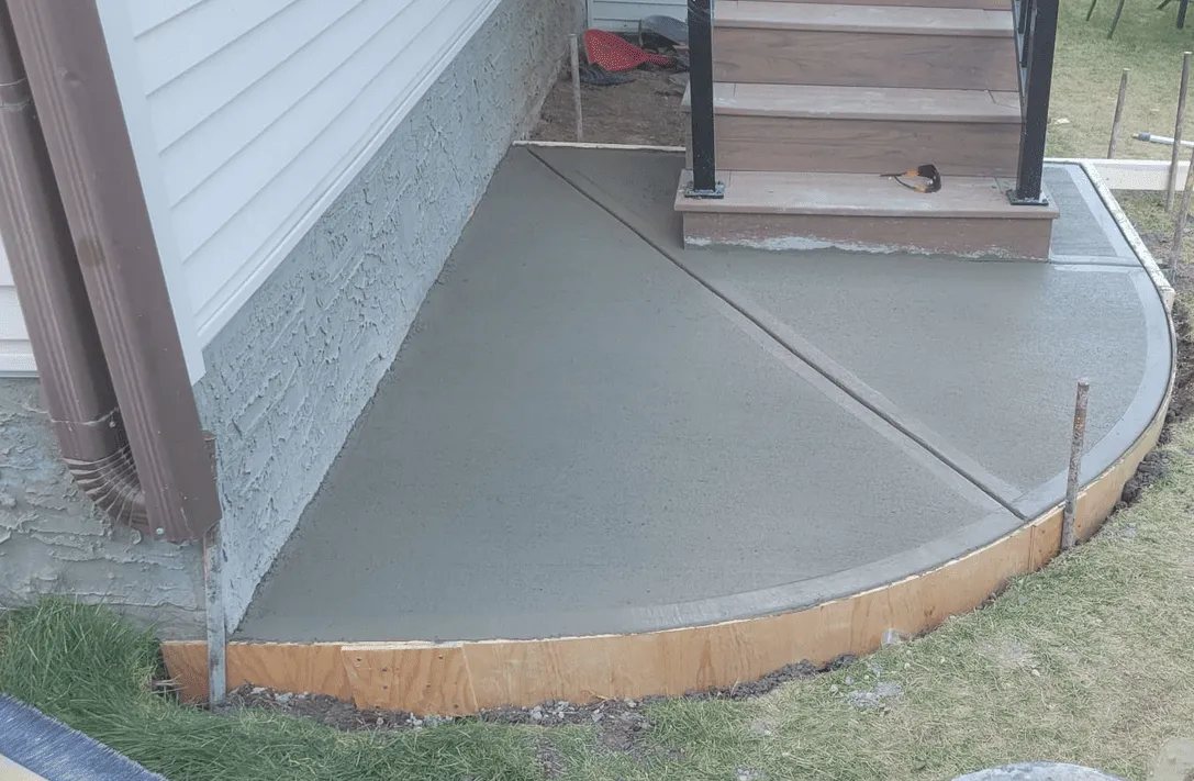 restoring concrete walkway in nollan hill calgary, fresh pour forms still on