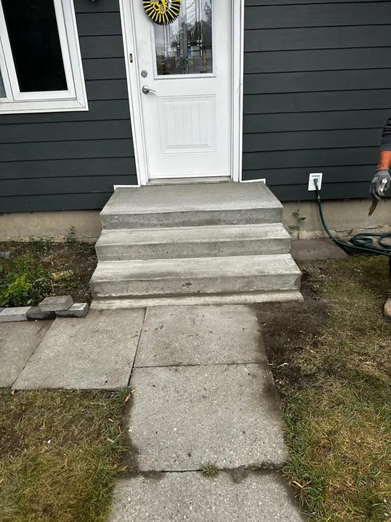 photo showing cleanup done post concrete steps installation in calgary