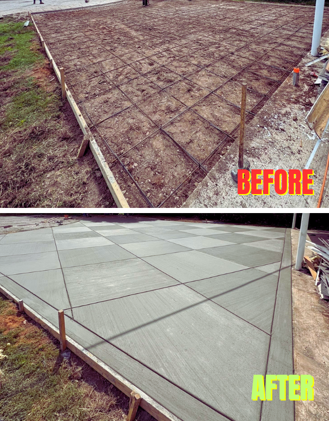 patio-rebar-before-after Before and after of a Calgary patio project