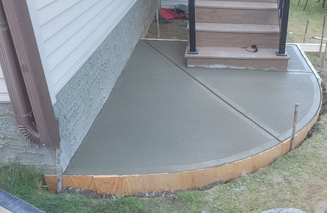 restoring concrete walkway in nollan hill calgary, fresh pour forms still on